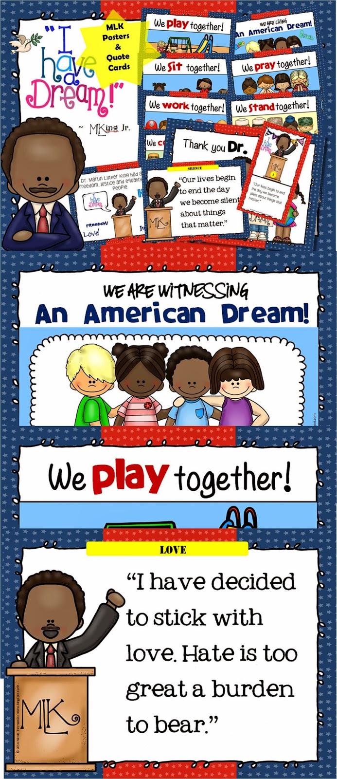 http://www.teacherspayteachers.com/Product/Dr-Martin-Luther-King-Jr-Kid-Friendly-Dreams-and-Quotes-Posters-with-Cards-1626517