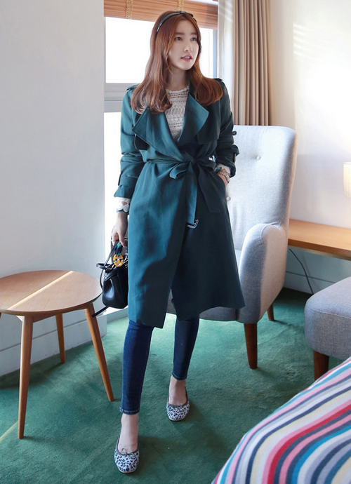 Wide Lapel Belted Trench Coat