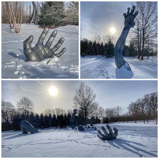 Tree views of a Seward Johnson sculpture