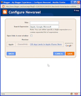 blogger newsreel configure