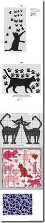 siluetas gatos punto de cruz monocromo  (22)