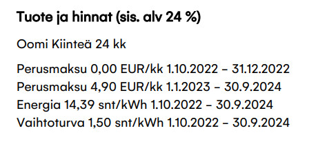 Oomi sähkösopimus kiinteä vaihtoturva