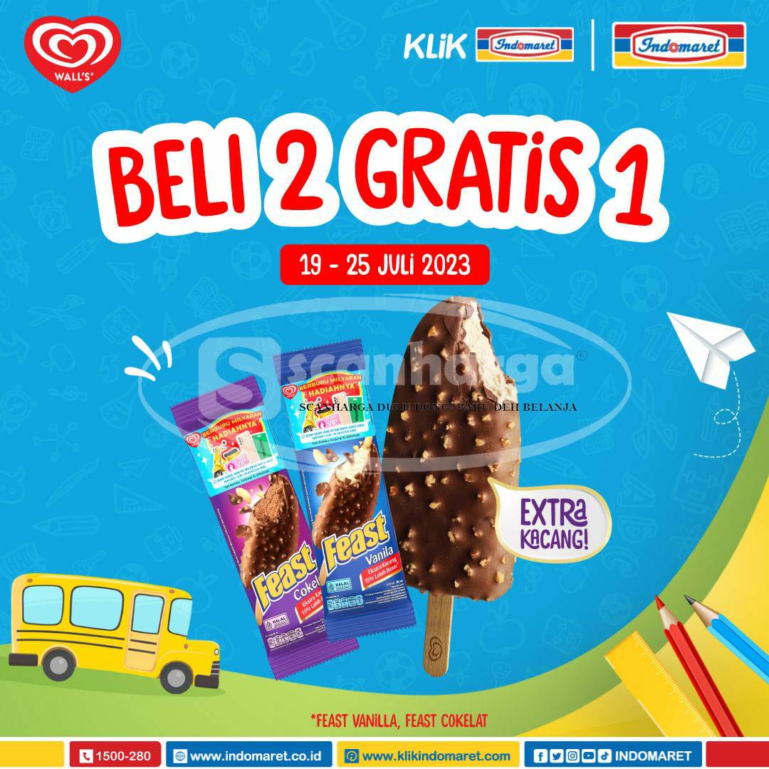 Promo INDOMARET BELI 2 GRATIS 1 Walls Feast Cokelat & Vanilla