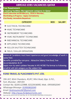 Gulf jobs walkins Country QATAR Free Requirement for A leading Facilities Management company in Qatar text image