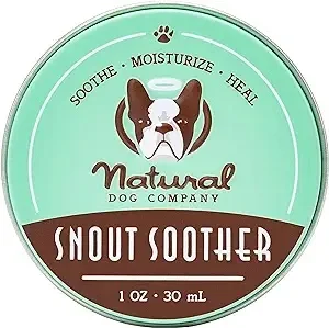 Natural Dog Company Snout Soother Dog Nose Balm, 1 oz. Tin, Dog Balm for Paws and Nose, Moisturizes & Soothes Dry Cracked Noses, Plant-Based Nose Cream for Dogs