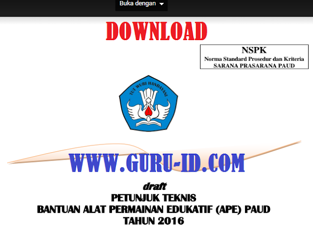 gambar Juknis terbaru Bantuan Alat Permainan Edukasi PAUD