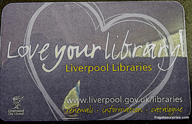 Cartão da Biblioteca Central de Liverpool, Inglaterra