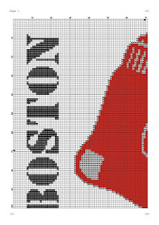 BOSTON RED SOX logo cross stitching embroidery - Tango Stitch