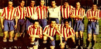 ATHLETIC CLUB DE MADRID - Madrid, España - Temporada 1934-35 - Luis Marín, Arocha, Chacho, Elícegui, Pacheco, Alejandro, Lafuente; Peñita, Marculeta y Sornichero - BETIS BALOMPIÉ 2 (Timimi y Lecue), ATHLETIC DE MADRID 0 - 24/03/1935 - Liga de 1ª División, jornada 17 - Sevilla, campo del Patronato Obrero - 7º clasificado en la Liga, con Mr. Pentland de entrenador