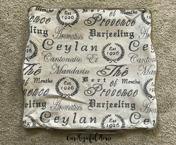 French tea script accent pillow farmhouse style