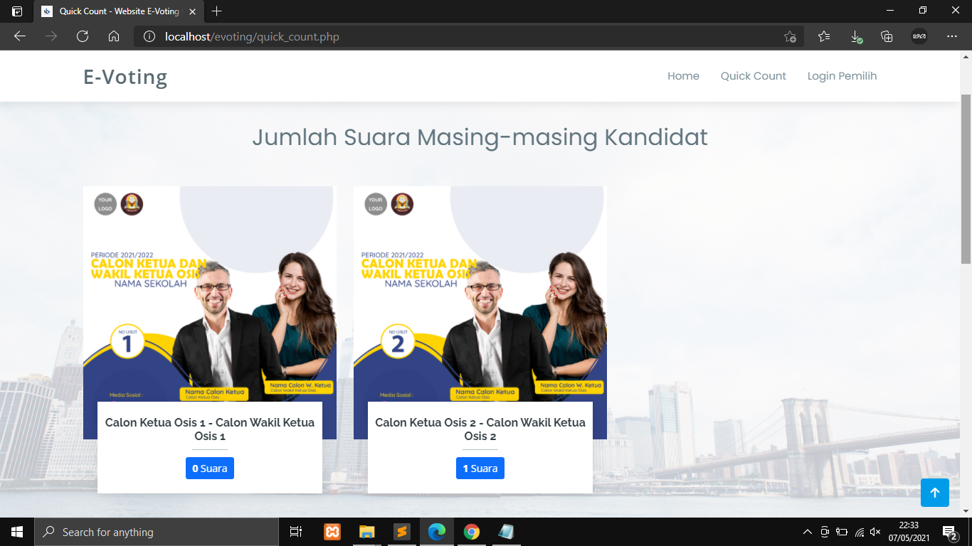 Aplikasi E-Voting Pemilihan Digital Berbasis WEB Menggunakan PHP dan MySQL