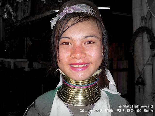 Burma, Myanmar, Inle Lake, young Red-Karen woman, people, street portrait, headshot, young Kayan woman, La Hwi, brass neck coils, giraffe woman, focal black and white