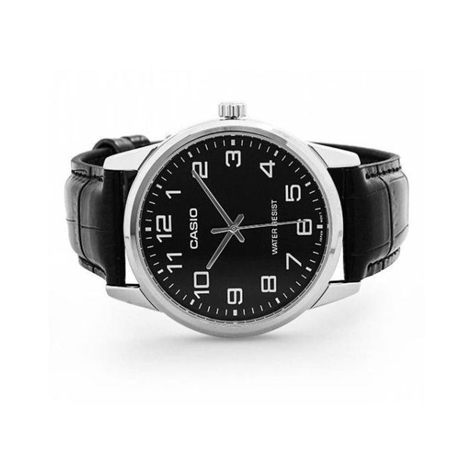  ساعة ماركة كاسيو جلدية - أسود Casio MTP-V001L-1BUDF