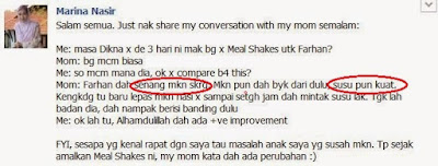 testimoni mealshakes shaklee, tambah selera makan