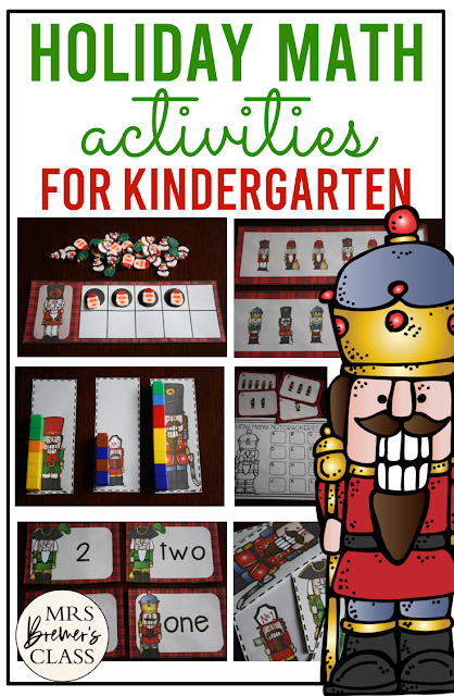 Christmas Math Center activities for Kindergarten and First Grade with measurement, patterns, counting, addition, sorting, and more