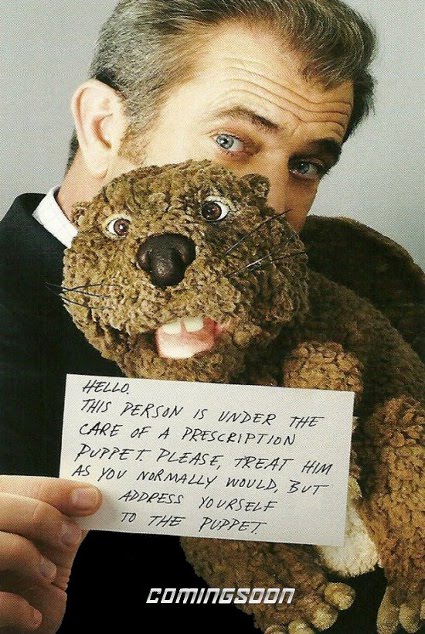 mel gibson beaver puppet. a eaver puppet who learns