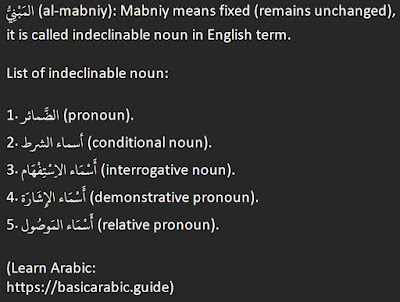 what is indeclinable/fixed noun (ism mabniy)?