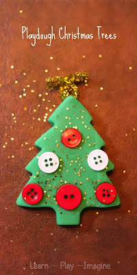 Making playdough Christmas trees to build fine motor skills through festive play