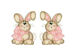 Easter bunny with bow graphic for Candy basket printable