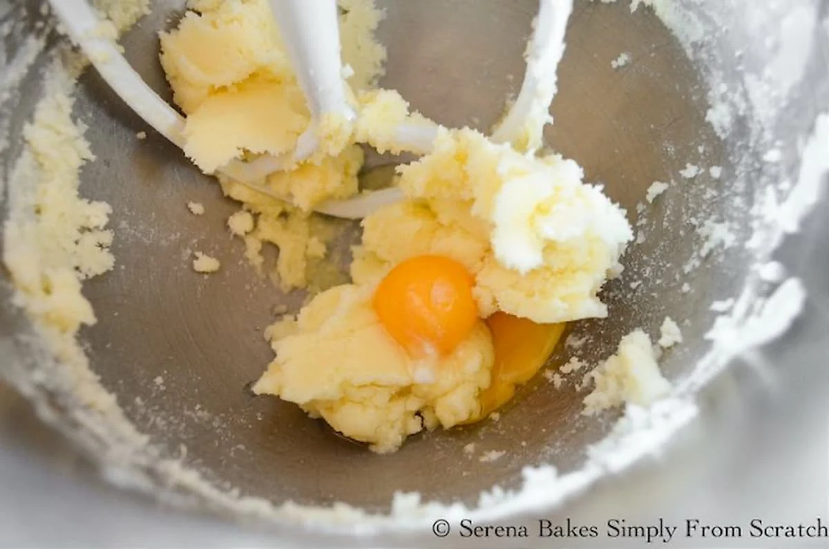 Creamed butter and sugar with an egg yolk  in the center.