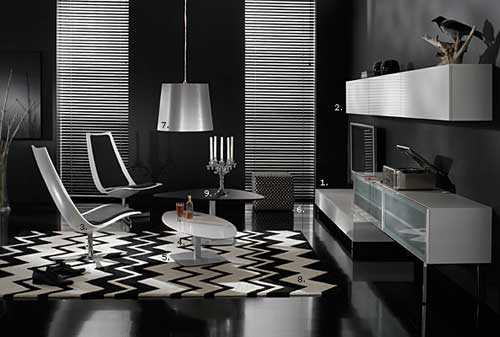 Black and White Living Room Designs