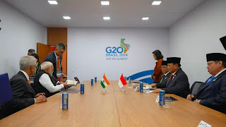 Presiden Republik Indonesia, Prabowo Subianto, mengadakan pertemuan bilateral dengan Perdana Menteri India, Narendra Modi,
