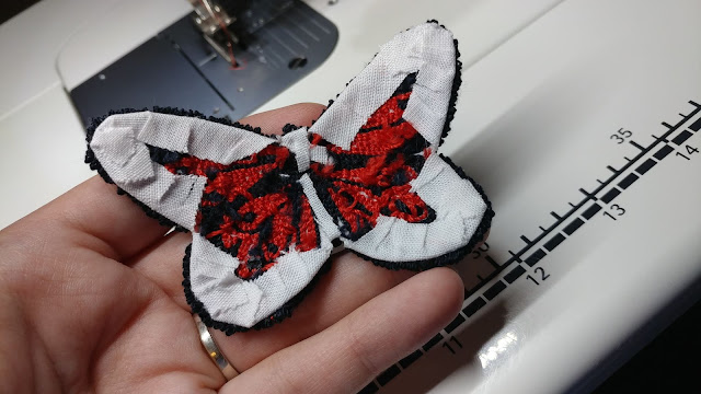 Needle punch butterfly made with Aurifil 12wt thread as art quilt accent