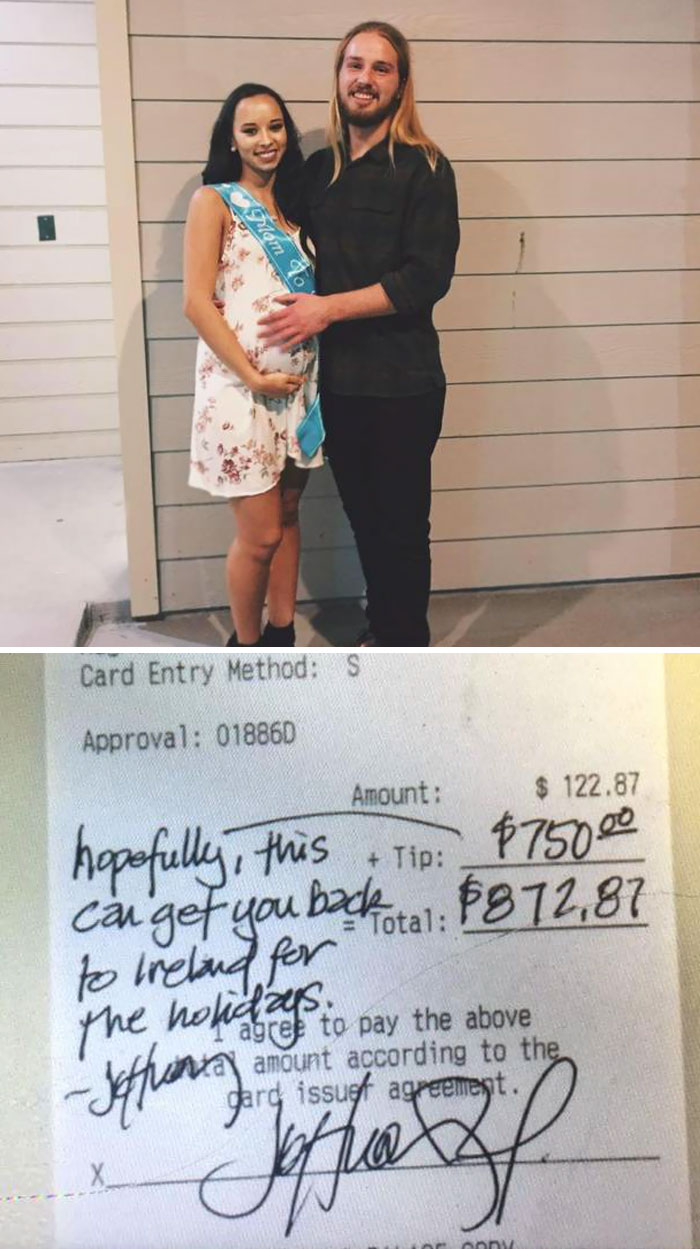 40 Times 2016 Restored Our Faith In Humanity - Irish Waiter Receives $750 Tip From A Customer So That He Can Fly Home For Christmas With His Girlfriend And Newborn Baby