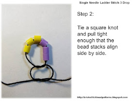 Click the image to view the single needle ladder stitch beading tutorial step 2 image larger.