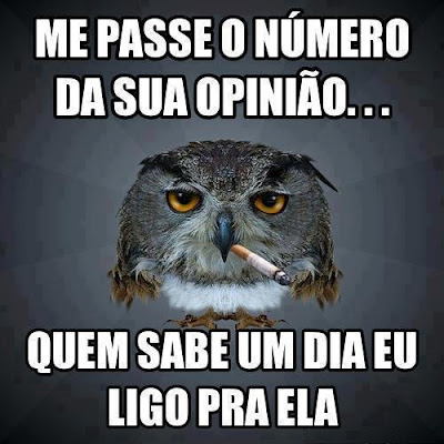 Me passa o número da sua opinião... Quem sabe um dia eu ligo pra ela.