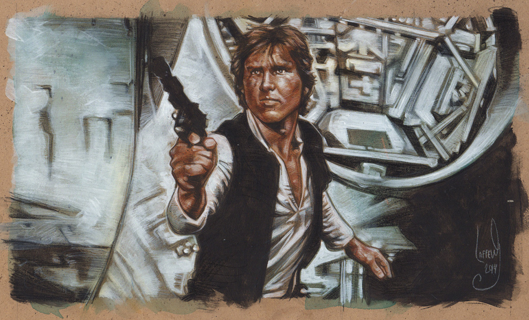 Harrison Ford as Han Solo, Artwork is Copyright © 2014 Jeff Lafferty