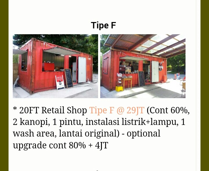 Shipping container store Tipe F - Harga Container, Jual 