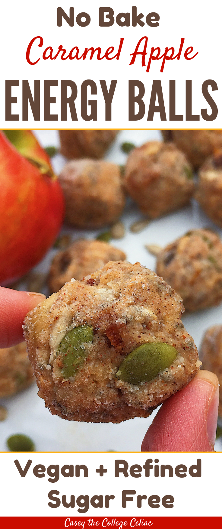 Caramel apples in snack form? Yes please! These #glutenfree and #vegan energy balls are #healthy, #nobake and taste like dessert.