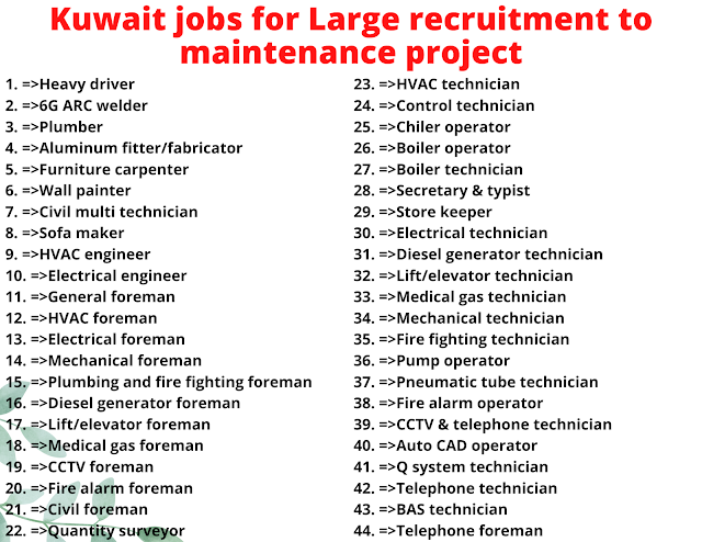 Kuwait jobs for Large recruitment to maintenance project
