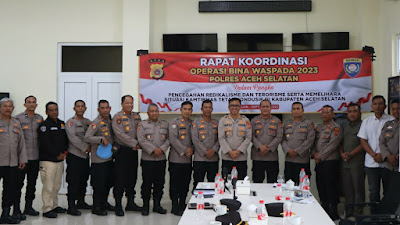 Jelang Oprasi Bina Waspada 2023 Polres Aceh Selatan gelar Rapat Koordinasi