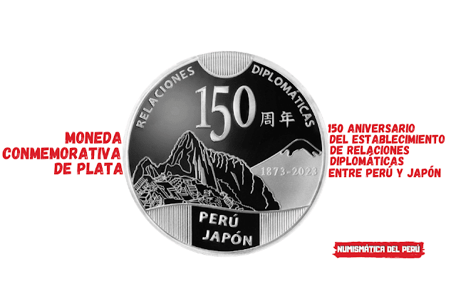 Moneda de plata 150 aniversario del establecimiento de relaciones diplomáticas entre Perú y Japón