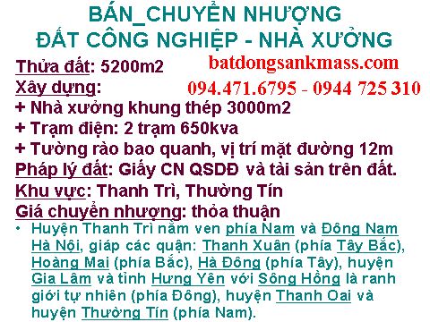 BÁN ĐẤT CÔNG NGHIỆP 5200M_NHÀ XƯỞNG 3000M