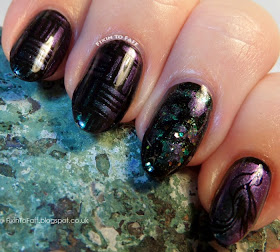 ILNP Sirene stamped over black MoYou Nails