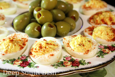 Deviled eggs are a southern staple. You'll see them everywhere, at just about every event and every holiday. I like my deviled eggs pretty traditional and basic, but you can certainly jazz them up with any number of variations.