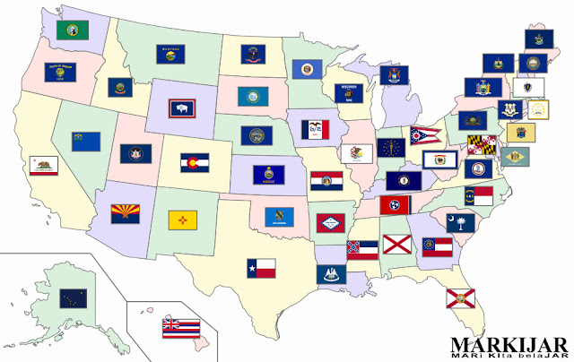 Bendera dari berbagai negara bagian di amerika serikat