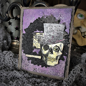 Sara Emily Barker https://sarascloset1.blogspot.com/2018/10/a-gleam-in-his-eye.html A Gleam In His Eye Tim Holtz Stampers Anonymous Sizzix Alterations Halloween Card 1