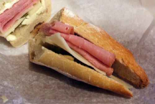 Ham sandwich at La Baguette