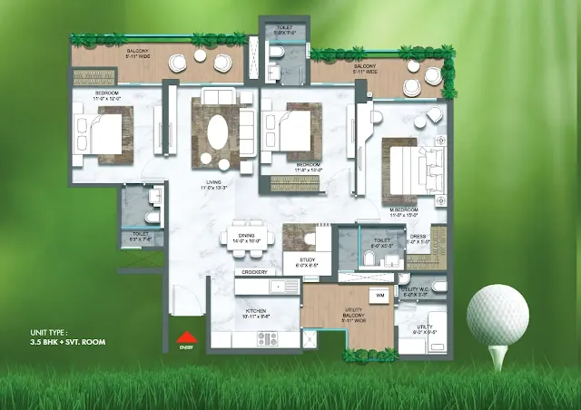 M3M Golf Hills 3.5bhk+servent floor plan