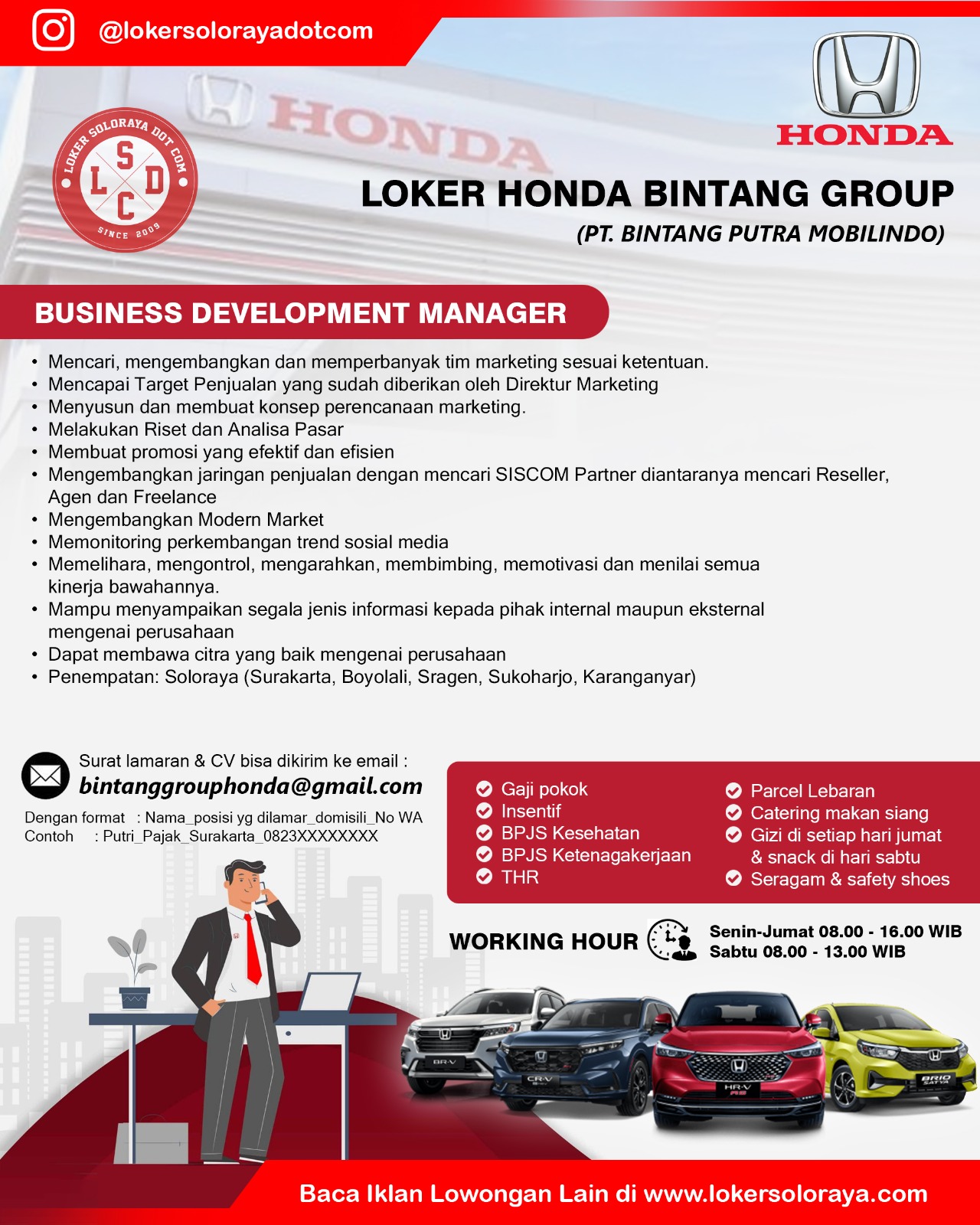Loker Solo, Cirebon, Semarang, Klaten, Boyolali, Sragen, Sukoharjo, Karanganyar, Kudus di PT Bintang Putra Mobilindo