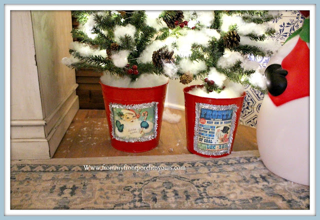 Vintage- Inspired- Cottage -Farmhouse- Christmas- Mantel-DIY-Embellished-Vintage-Christmas-Images-From My Front Porch To Yours