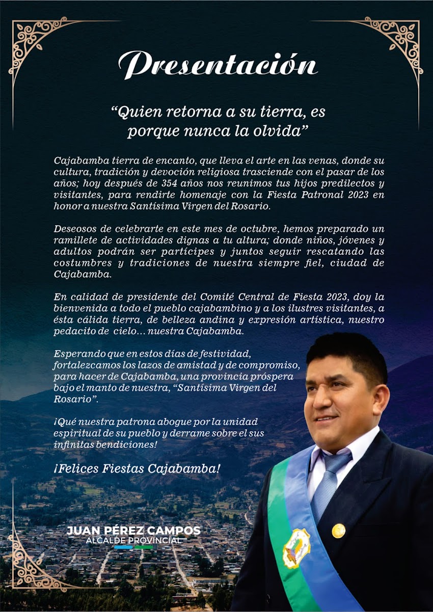 Programa Oficial de Fiesta patronal Cajabamba 2023 + VIDEO