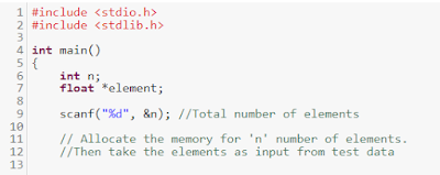 write a C program to store n elements using dynamic memory allocation
