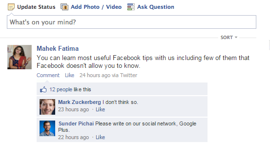 wanna prank friend by creating fake status on facebook. Here it is!