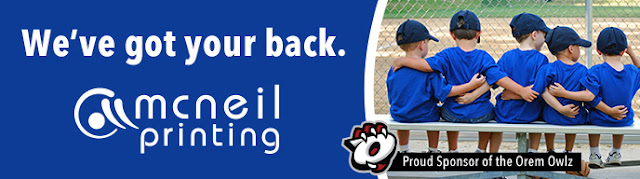 We've got your back -Sponsors of the Orem Owlz Baseball