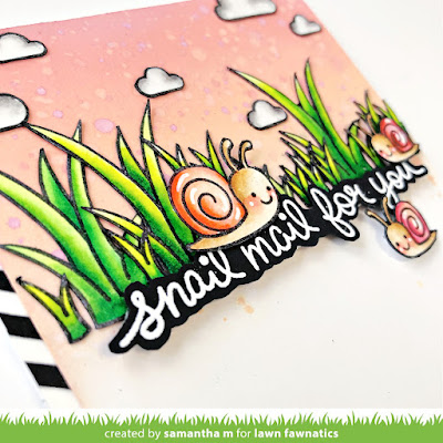 Snail Mail Card by Samantha Mann for Lawn Fawnatics Challenge, Distress Inks, Scene, Cards, Handmade Cards, Card Making, Snail, #lawnfawn #lawnfawnatics #snail #cardmaking #handmadecards